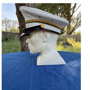 Army Enlisted Man's White Military Police Visor Cap w/piping - size 7 1/4